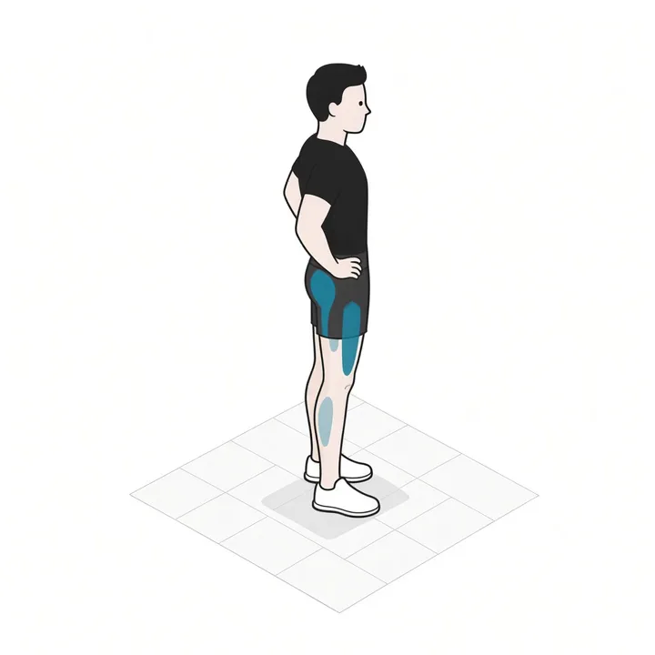 Bodyweight Walking Lunge: animation of one repetition, working muscles highlighted