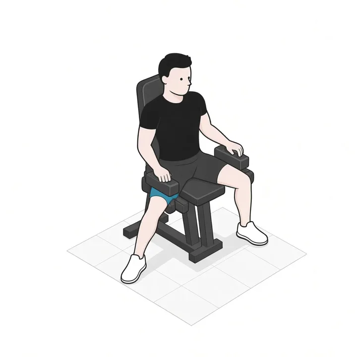 Adduktorenmaschine: Animation einer Wiederholung, beanspruchte Muskeln hervorgehoben