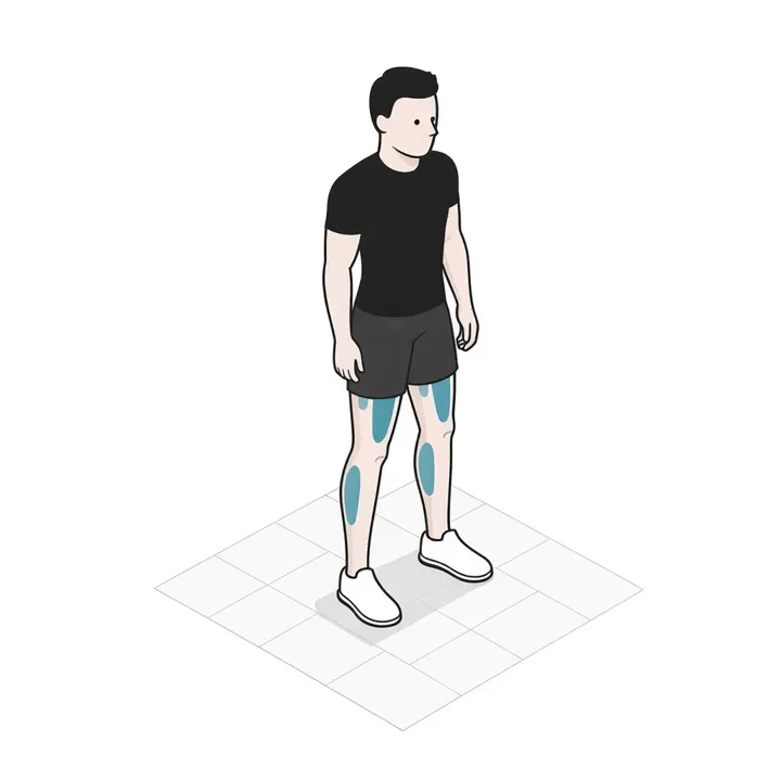Pogo-Sprung: Animation einer Wiederholung, beanspruchte Muskeln hervorgehoben
