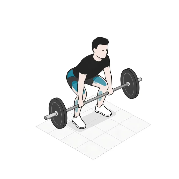 Standumsetzen (Power Clean): Animation einer Wiederholung, beanspruchte Muskeln hervorgehoben