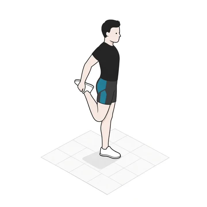 Shrimp Squat: Animation einer Wiederholung, beanspruchte Muskeln hervorgehoben
